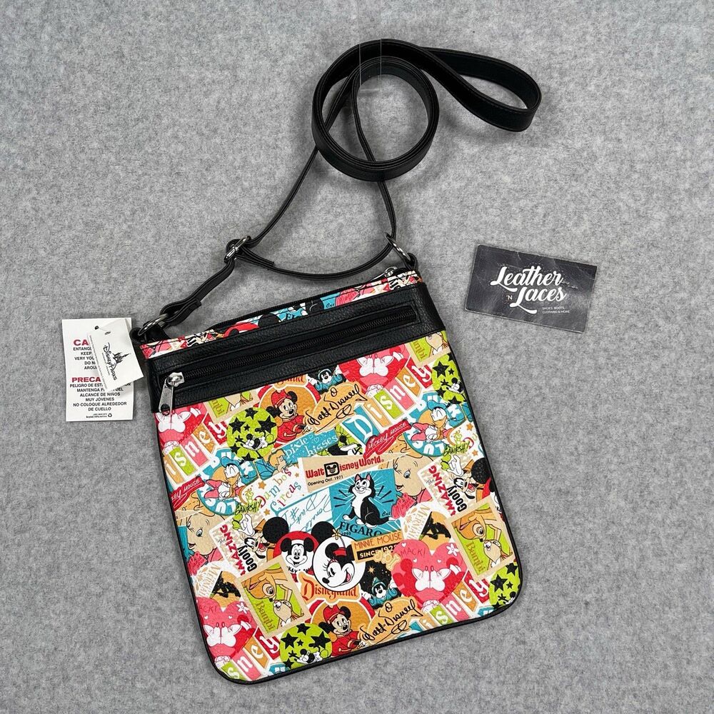 Disney Parks Walt Disney World Mickey Mouse Print Top Zip Crossbody Bag Purse
